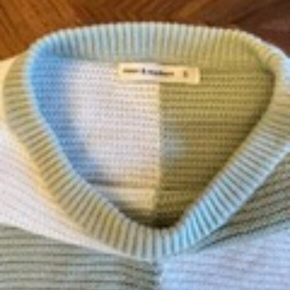 Girls Teal and White Oversize Check Cropped Sweater - Picture 5 of 5